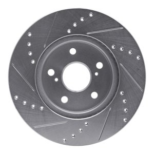 Lexus IS250 Brake Rotor (1) - Front Right - R1 Concepts - Drilled & Slotted - Silver - `02-`15